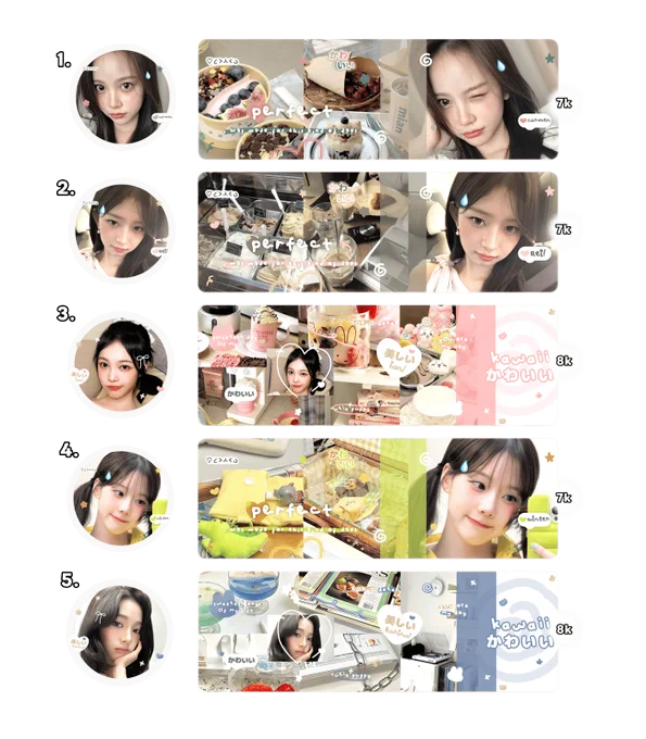 1. Carmen
2. Rei
3. Ian
4. Winter
5. Karina