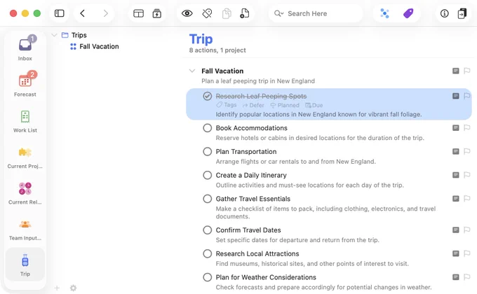 Screenshot of OmniFocus 4.8 running on macOS 26.