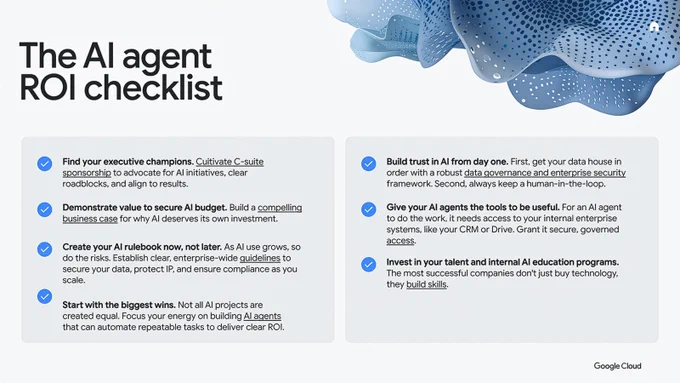 AI Agent ROI Checklist.  Copyright Google 2025.