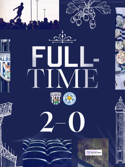Full-time. Albion 2-0 Leicester.