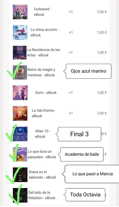 Captura de 10 libros de Akane, ya tengo leídos 5, y de cada uno destaco algo. Por ejemplo, de Atlas 10 destaco el Final número 3. De Del lado de la rebelión Toda Octavia.