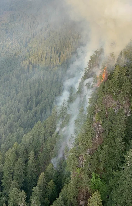 Fire on a cliff edge