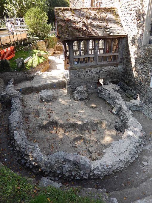 The excavated remains of an early medieval church in Lyminge.