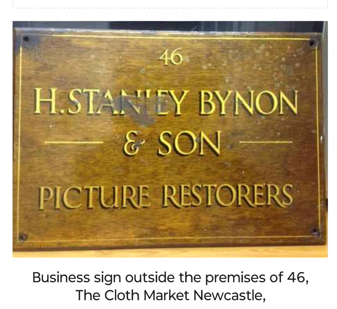 H Stanley Bynon &Son Picture Restorers sign posted www.discoveringheritage.com House History article Victorian House