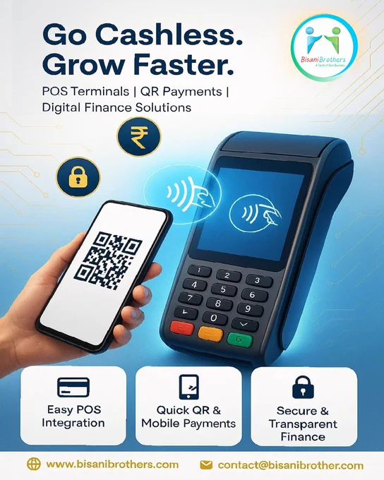💳 Go Cashless. Grow Faster.
With Bisani Brothers, simplify your business with:
✅ Easy POS Integration
✅ Quick QR & Mobile Payments
✅ Secure & Transparent Finance

Because the future is digital finance – and it’s time you scaled smarter. 🚀

🌐 www.bisanibrothers.com
📩 contact@bisanibrother.com
#BisaniBrothers #GoCashless #Fintech #DigitalPayments #POSIntegration #QRPayments #MobilePayments #CashlessEconomy #BusinessGrowth #SmartFinance