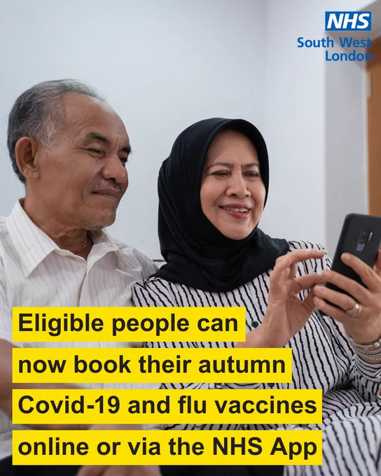 Eligible people can now book their autumn Covid-19 and flu vaccines online or via the NHS App