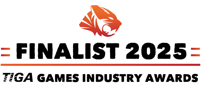 Text reads Finalist 2025 TIGA Games Industry Awards