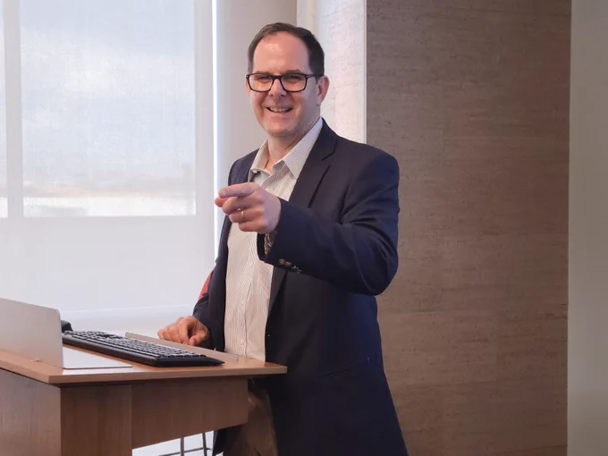 Dr. David Damore, Executive Director of The Lincy Institute and Brookings Mountain West, speaks during the Cannabis Policy Institute's September 2025 Student Showcase of Cannabis Research and Policy.