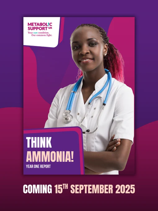 Purple and raspberry graphic promoting the "Think Ammonia: Year One Report" which is set for release on the 15th September 2025. An image of the front cover of the report is shown.