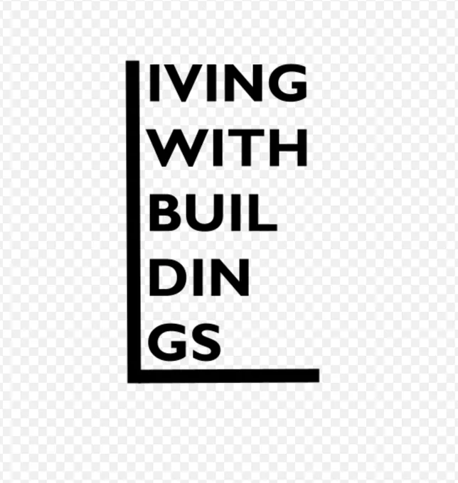 Logo of Living with Buildings. Black writing on white background