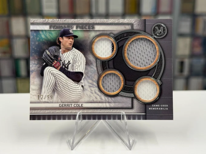 2023 Topps Museum Collection Primary Pieces Quad Relic 
Gerrit Cole, New York Yankees (12/99)