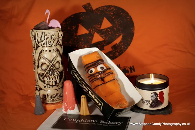 Coughlans "goolish" butterscotch yum yum, with assorted spooky items from Horror in Clay, Regions Beyond and The York Ghost Merchants.