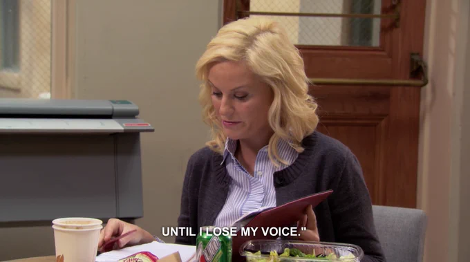 "until I lose my voice"