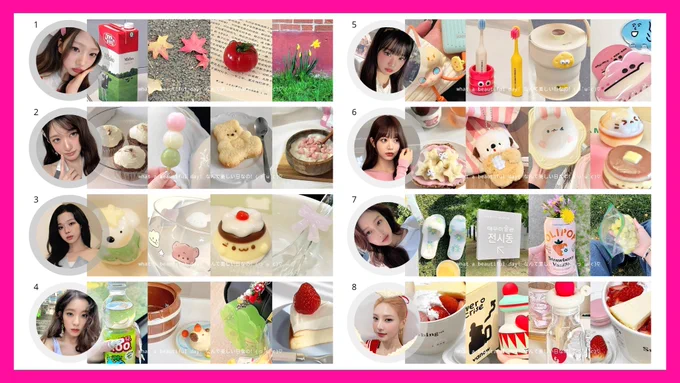 🍎 clearance sale 2.5k/each (harga awal 5k/each)
💐 get ava jpg & png, header non sub, retext  500

1. stella
2. leeseo
3. winter
4. irene
5. wonyoung
6. eunchae
7. hyewon
8. joy