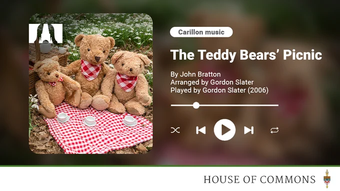Carillon Music
The Teddy Bears’ Picnic
By John Bratton
Arranged by Gordon Slater
Played by Gordon Slater (2006)