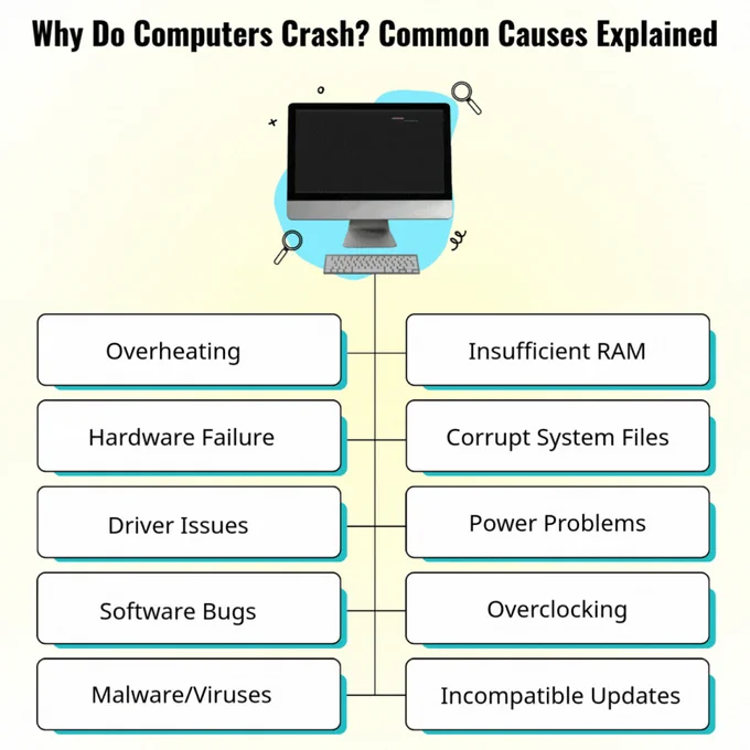 Discover the most common reasons computers crash, including overheating, hardware failure, malware, and corrupt system files. Knowing these causes helps in preventing unexpected downtime and data loss. PC Doctors NET’s Cybersecurity Services protect your systems from malware and viruses—the leading triggers of crashes—giving you secure, trouble-free computing. Contact us to keep your technology and data safe.