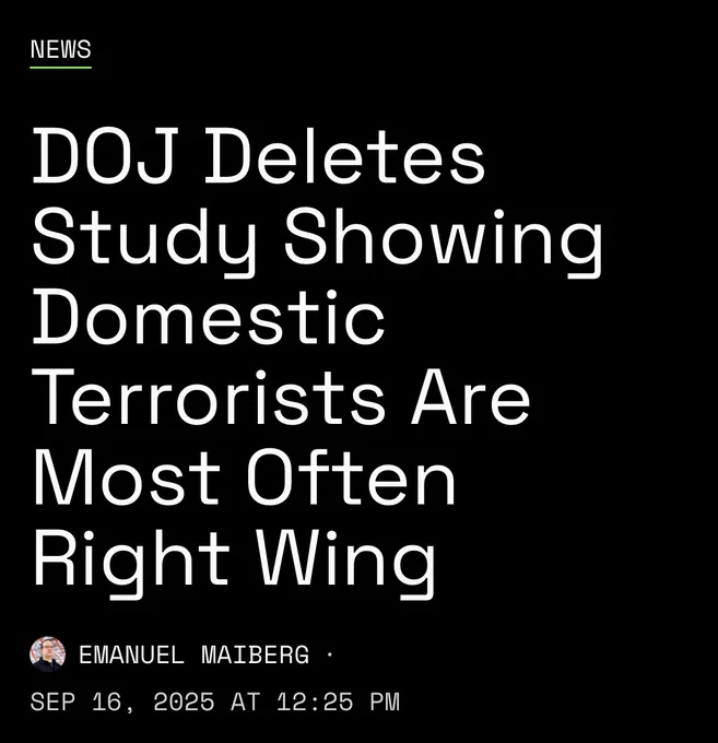 DOJ deletes study showing domestic terrorists are most often right wing.