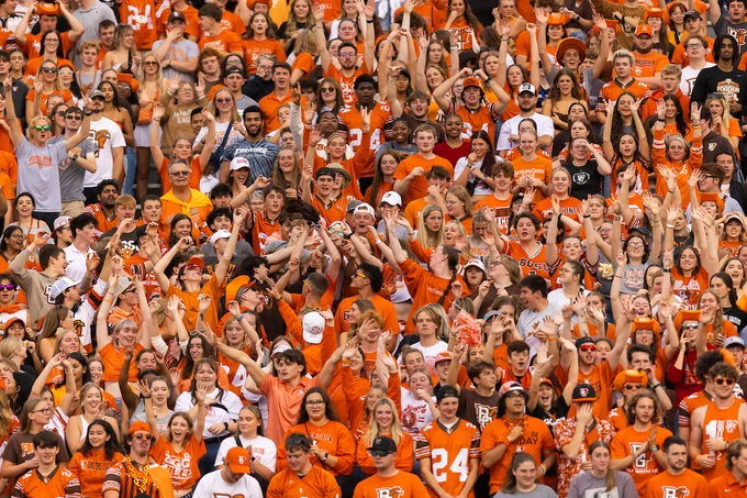 Crowd of students at homecoming game 