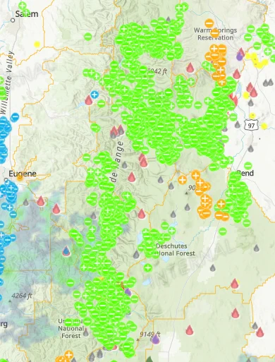 Map showing lightning strikes.