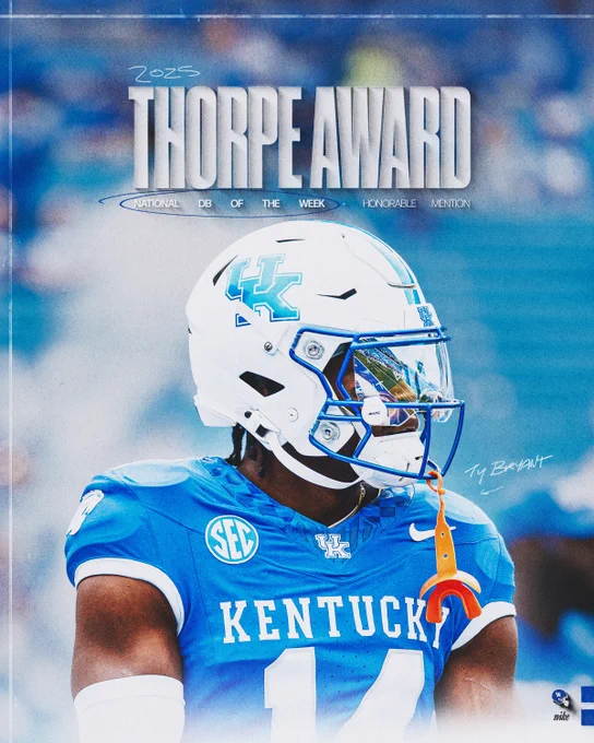 Graphic for Ty Bryant on the Thorpe Award National DB of the Week Honorable Mention. 