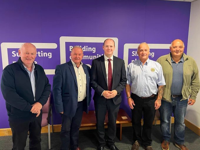 Minister Lyons photographed after discussing plans to host the Ulster Grand Prix in Northern Ireland.