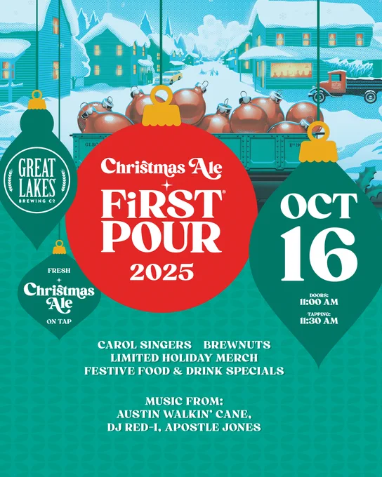 Christmas Ale First Pour at Great Lakes Brewing Co. has been announced for 2025.