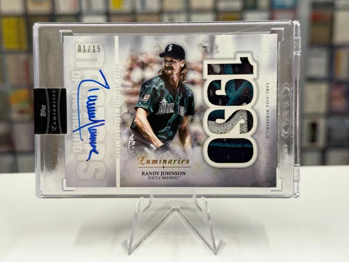 2019 Topps Lumnaries Masters of the Mount Autographed Patch Card
Randy Johnson, Seattle Mariners 
Only left-hander with two 19-strikeout games (01/15)