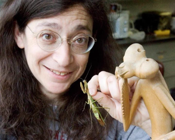 Professor May Berenbaum Hon.FRES with praying mantis models