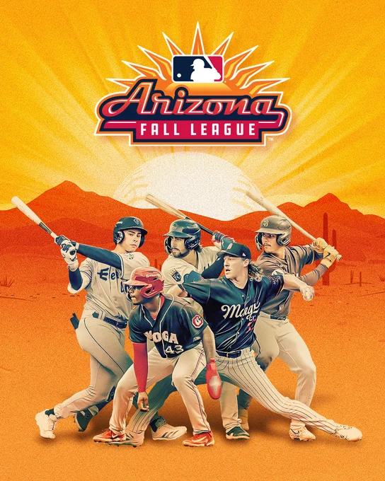 ARIZONA FALL LEAGUE LOGO
Photos of Jonny Farmelo, Cam Collier, Blake Mitchell, Hagen Smith and Ethan Salas on an orange background with mountains