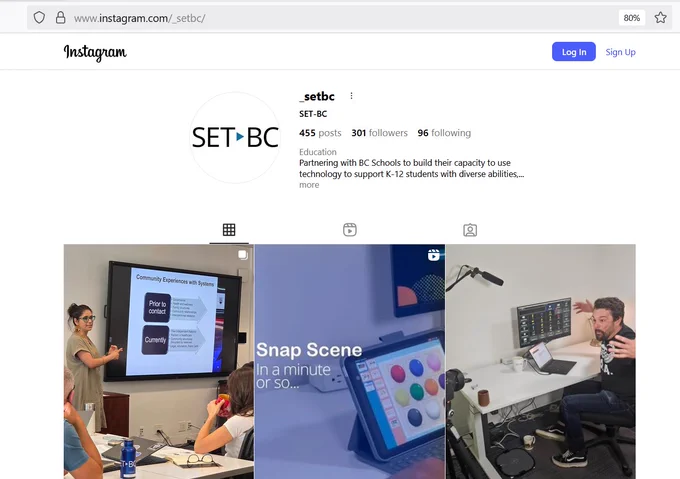 Screenshot of SET-BC instagram page.