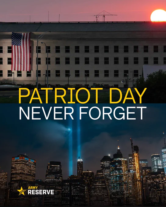 We remember the lives lost on 9/11 and honor all who have sacrificed for freedom. For over 20 years, Soldiers, families, & Civilians have shown resilience, strength & commitment to our nation.

#NeverForget
#PatriotDay
#September11