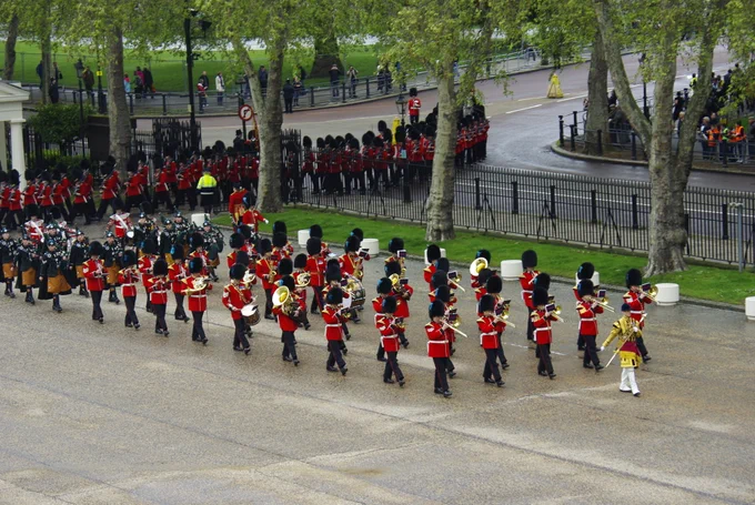Irish Guards Band State Opening of Parliament, 2012.

[IrishGuardsBand, CC BY-SA 3.0 <https://creativecommons.org/licenses/by-sa/3.0>, via Wikimedia Commons.]
