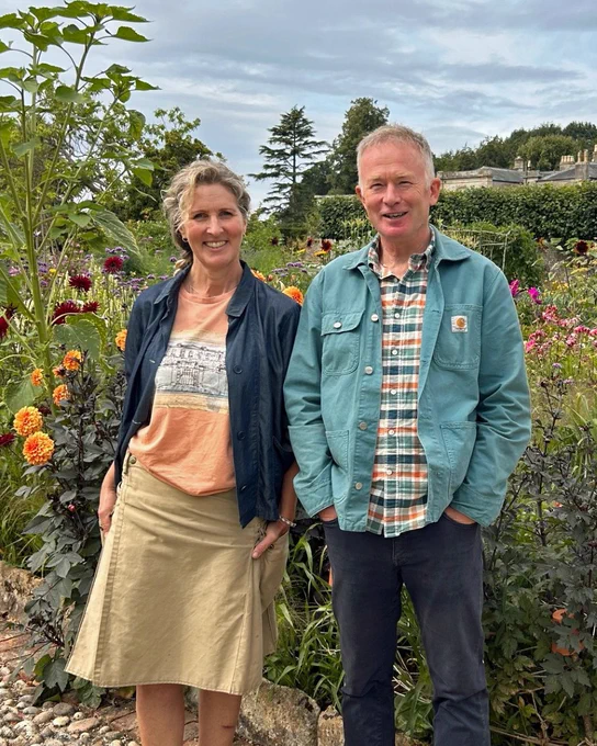 Head Gardener Jo Downes with Toby Buckland at Corsley House in Wiltshire