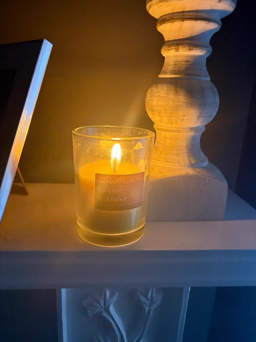 Candle lit by a Senior Mental Health Practitioner.