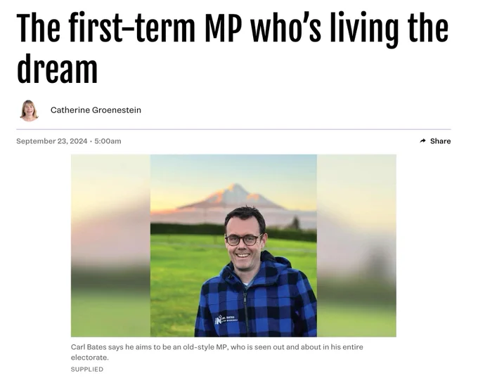Stuff: "The first-term MP who's living the dream
By Catherine Groenstein"
About Carl Bates