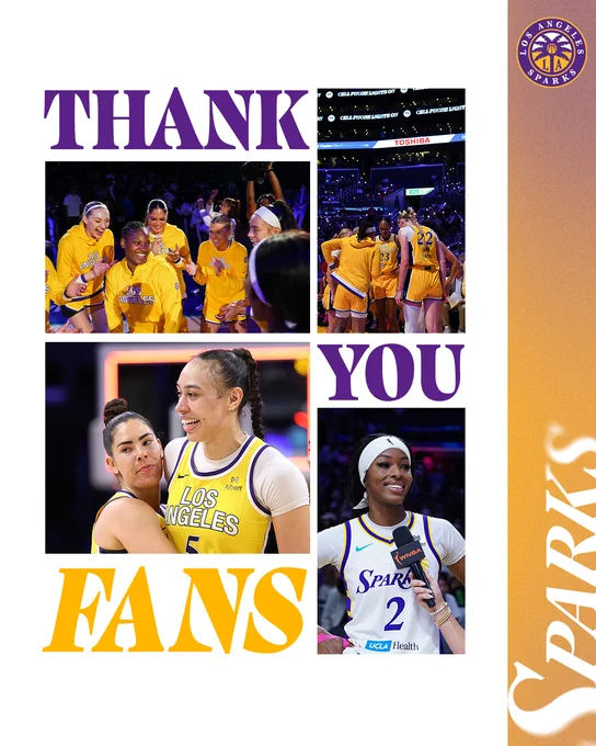 Thank you fans graphic featuring a collage of our the Sparks. 