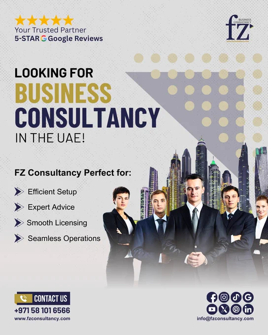 Tired of confusing UAE business setup processes? 

Stop wasting time on:  
Complicated licensing procedures 
Unclear government requirements 
Endless back-and-forth with authorities 

FZ Consultancy makes it simple:  
Efficient setup (no delays!) 
Expert advice (15  years' experience) 
Smooth licensing (we know the system) 
Seamless operations (end-to-end support) 

Why struggle alone when experts can fast-track your success? 

Contact us today!  
Office #41, Emirates Tower, Sheikh Zayed Rd, Dubai, UAE 
Executive Office 607, Building B1, Ajman Freezone, UAE 
 971 4 313 2039 |  971 6 740 0650 | WhatsApp:  971 58 101 6566 
info@fzconsultancy.com | www.fzconsultancy.com 

#BusinessSetup #BusinessConsultancy #UAEBusiness #BusinessFormationUAE #StartupServices #FreeZoneSetup