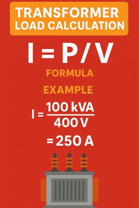 Learn how to calculate Transformer Load Current using a simple formula:

👉 I = P / V

Example: A 100 kVA Transformer at 400V gives 250A current.

This quick guide helps electrical engineers, students, and technicians understand transformer sizing, load calculation, and power distribution easily.

📌 Perfect for exam prep, interviews, and practical fieldwork.

🔔 Follow for more electrical engineering tutorials, formulas, and infographics!


---

🔹 Hashtags

#Transformer #ElectricalEngineering #EngineeringBasics #ElectricalDesign #PowerEngineering #EngineeringFormula #Shorts #YouTubeShorts #InstagramReels #PinterestEngineering #ElectricalTips #Electronics #EngineeringLife


---

🔹 Tags (SEO keywords, up to 500 chars for YouTube)

Transformer load calculation, transformer current formula, electrical engineering basics, power transformer calculation, how to calculate transformer load, transformer kVA to amps, electrical formulas explained, engineering shorts, transformer sizing, 