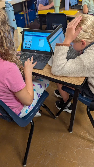 Students designing pictures on Chromebooks