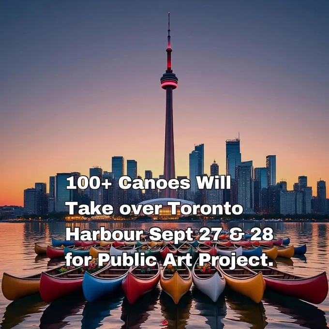 Toronto’s waterfront comes alive this Sept 27-28 with A Lake Story 🚣‍♀️✨ 100  canoes paddle in unison from Biidaasige Park to Sugar Beach in a stunning celebration of water, art & community. Don’t miss this colourful performance by artist Melissa McGill. 🌊🎨 
.
.
#TorontoEvents #TheBentway #TorontoArt #TorontoLife #LakeOntario #MelissaMcGill #PublicArt #TorontoWaterfront #ArtAndNature #TorontoCulture #TorontoCommunity #ThingsToDoToronto #TorontoArtsScene #ExploreToronto #TorontoPhotography #festivalsca #FestivalsCanada 