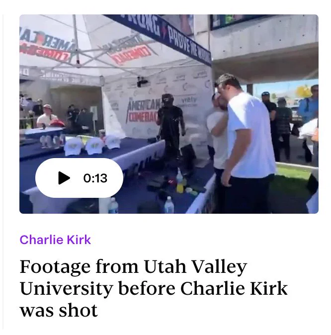 "Footage from Utah Valley University before Charlie Kirk was shot"