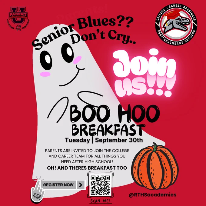 📅 Sept. 30, 2025 Senior year is here—time to celebrate (and maybe shed a tear)! 🥹 Enjoy a light breakfast, resources, and tips to support your senior’s next steps.
