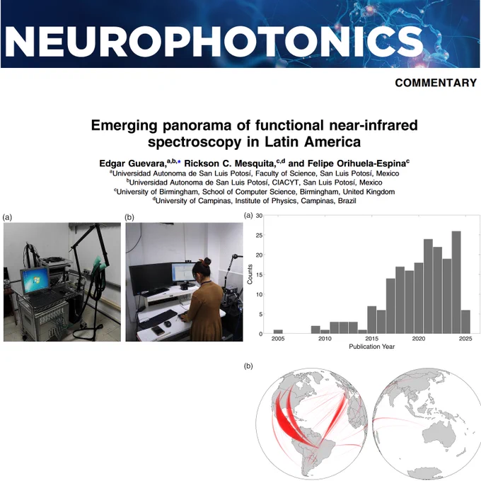 Neurophotonics Associate Editors Edgar Guevara and Rickson C. Mesquita, along with Felipe Orihuela-Espina, share their perceptions of the evolution of functional near-infrared spectroscopy in Latin America based on a retrospective literature review and the narratives of three other scientists from the region.