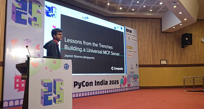 Jayesh Sharma delivered a talk on “Lessons From The Trenches: Building Rube” at PyCon India 2025.