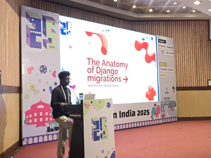 Bhuvnesh Sharma talked about “The Anatomy of Django Migrations” at PyCon India 2025.