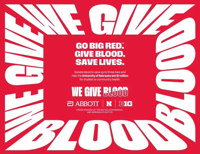 Graphic with information about the 2025 We Give Blood drive