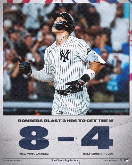 FINAL: Yankees 8, Orioles 4. 