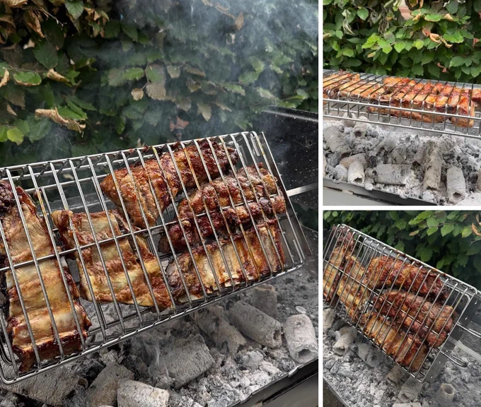 Barbecue ribs slowly cooked on the Cyprus BBQ rotisserie foukou 🔥