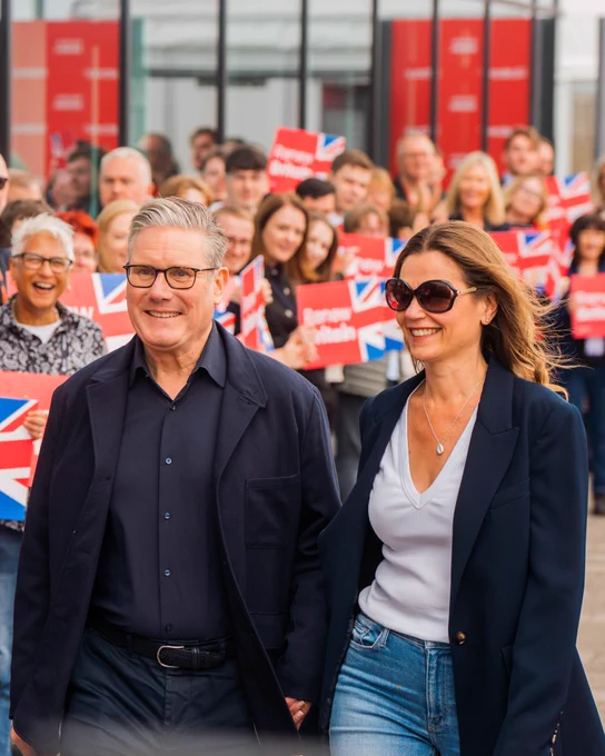 Prime Minister Keir Starmer arrives at Labour Party conference in Liverpool with his wife Victoria Starmer.
