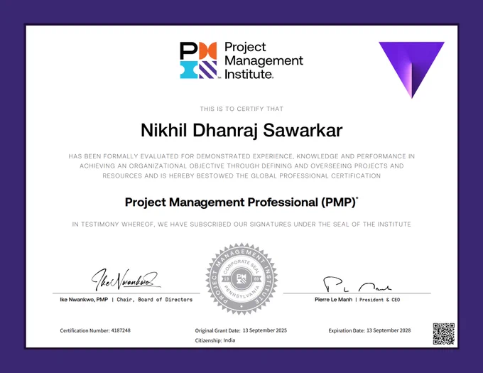PMP SUCCESS SPOTLIGHT: Congratulations Nikhil Sawarka